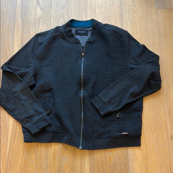 TED BAKER London Quilted Herringbone Full Zip Bomber Jacket sweatshirt - Picture 1 of 6